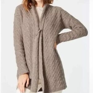 J. Jill Cozy Brown Open Front Pin Closure Cardigan Alpaca Blend Large Petite